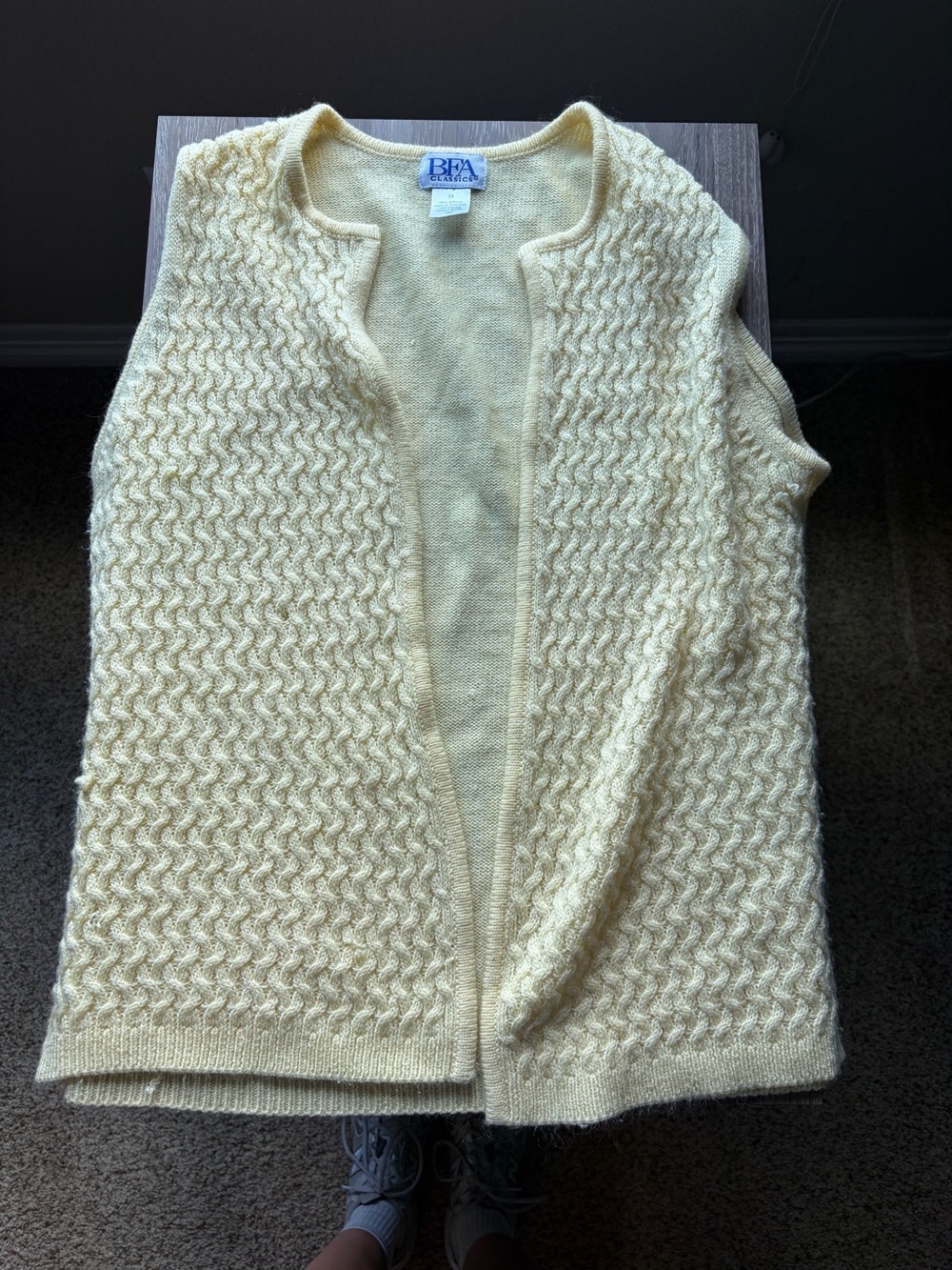 BFA Collection Light Cream Open-Front Knit Vest